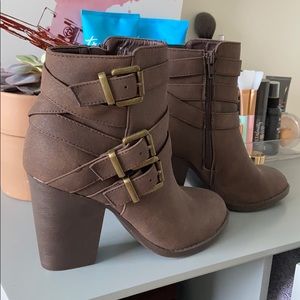 Brown faux suede booties